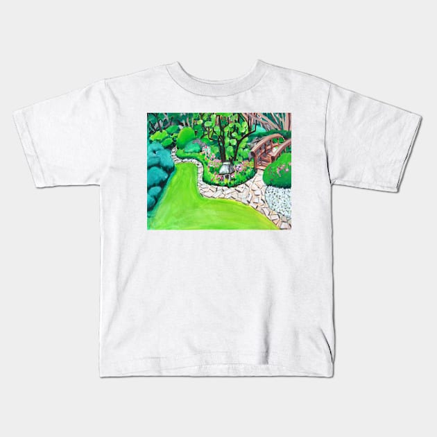 Japanese Garden Kids T-Shirt by veroniqueayac